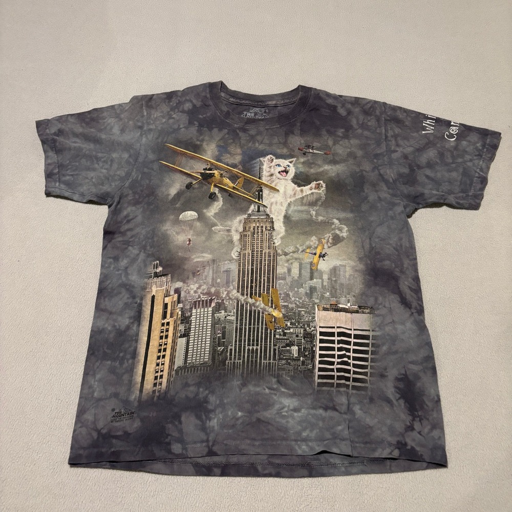 The Mountain Cat King Kong Empire State Building Tie Dye T-Shirt Mens Small Grey